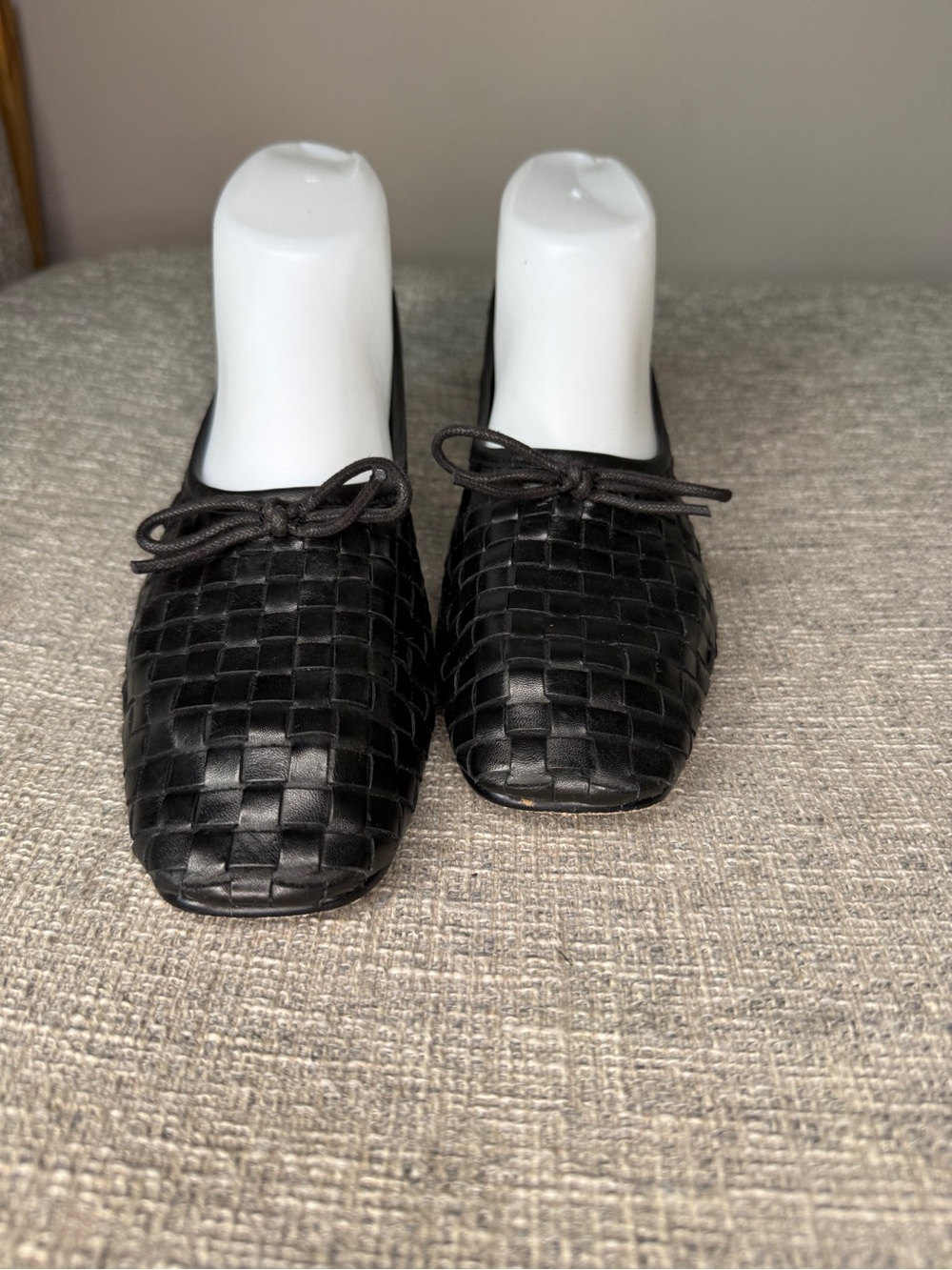Quince Italian Leather Handwoven Square Toe Ballet Flat black 7 - Picture 4 of 11